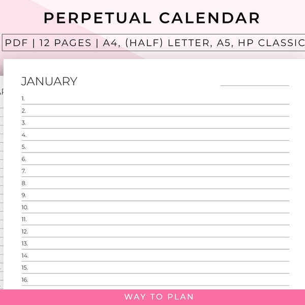 Perpetual Calendar - Etsy UK