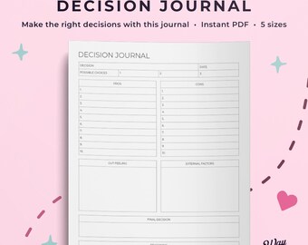 Decision journal to help you make a choice when faced with a decision