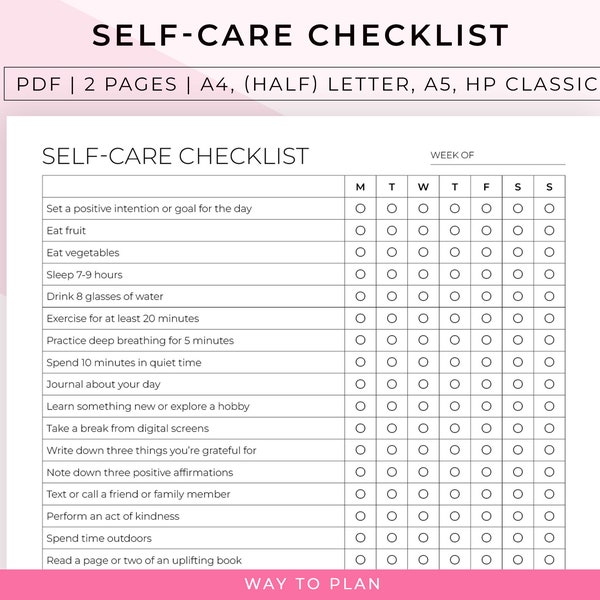 Self-care checklist to help you keep on top of your well-being