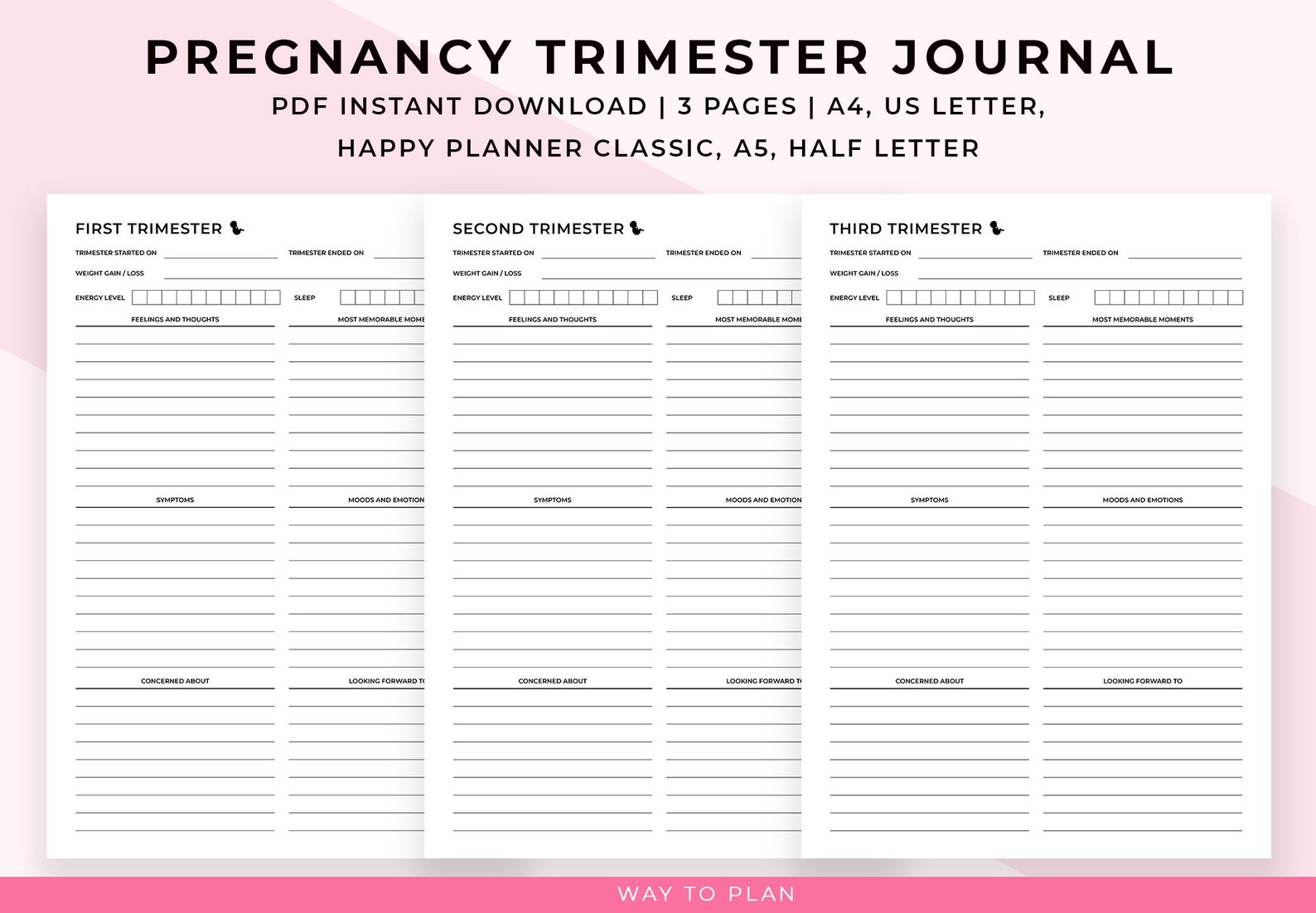 Pregnancy Trimester Journal Printable. First Trimester Reflection