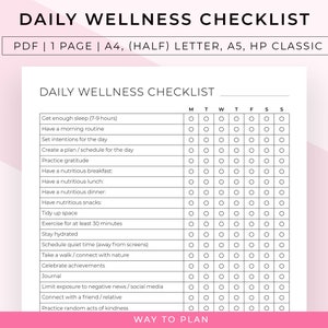 Daily wellness checklist to help you stay on top of your wellness journey step by step image 1