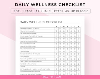 Yellow Simple Health And Wellness Daily Checklist - Venngage