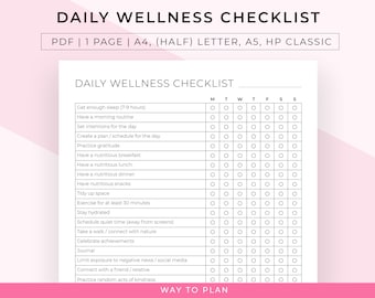 Yellow Simple Health And Wellness Daily Checklist - Venngage