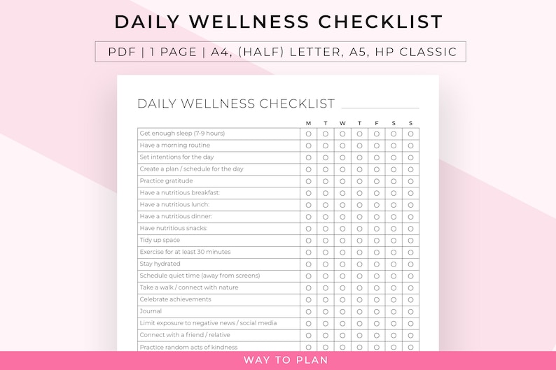 Daily wellness checklist to help you stay on top of your wellness journey step by step image 1