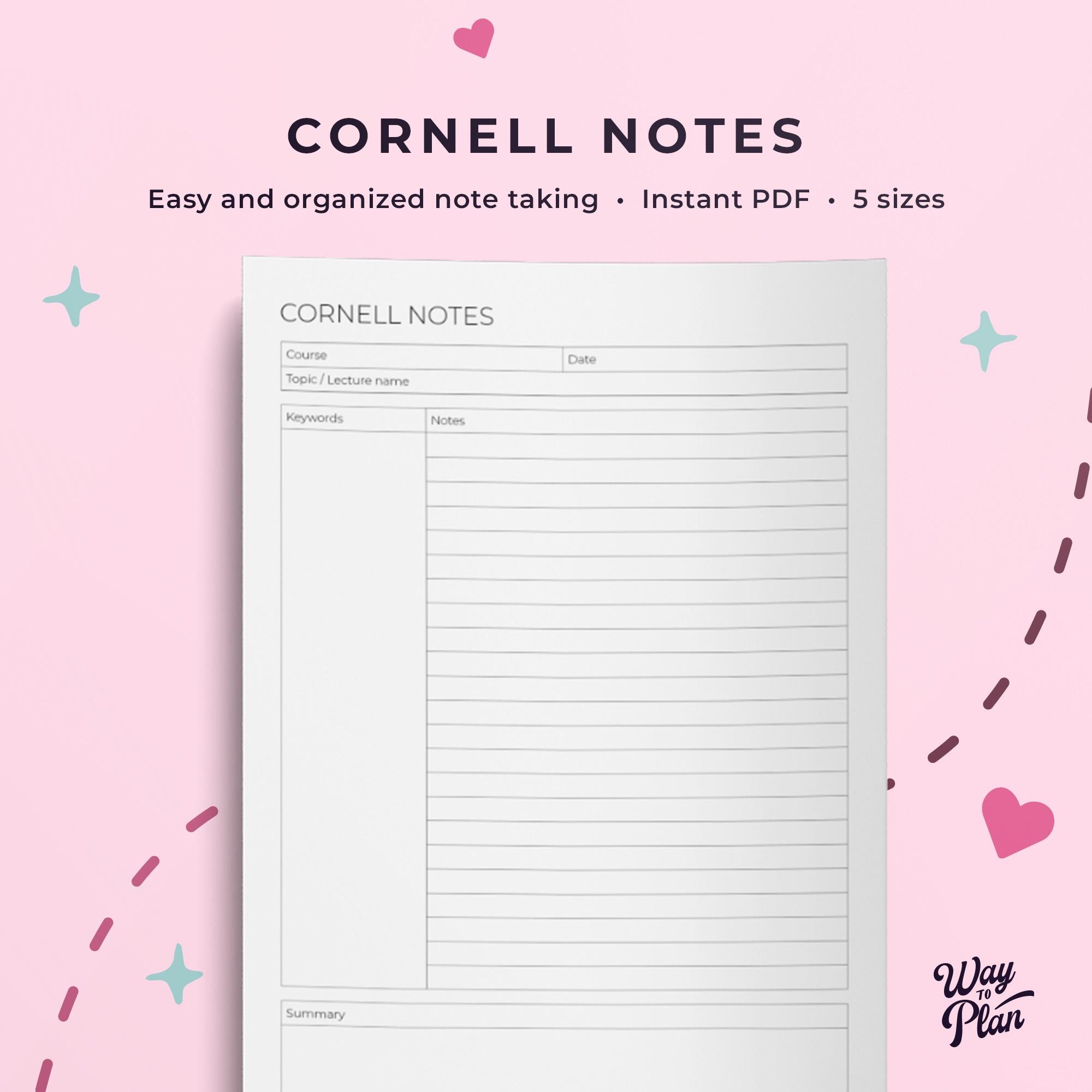 Cornell notes to organize your note-taking and make efficient notes to refer to