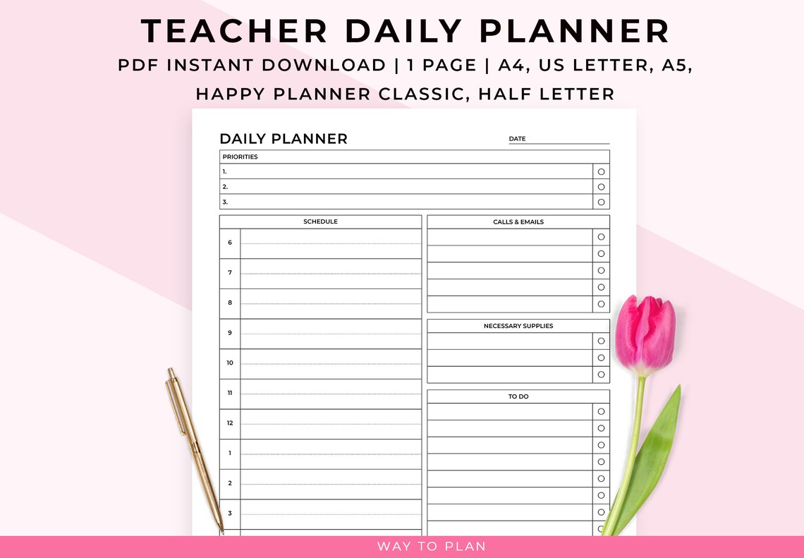Teacher Daily Planner 20232024. Printable to Do List Checklist