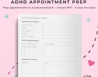 ADHD appointment prep sheet to help you be fully prepared for appointments