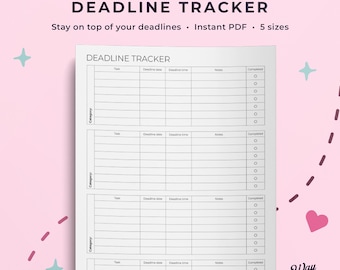 Deadline tracker to keep track of all of your deadlines