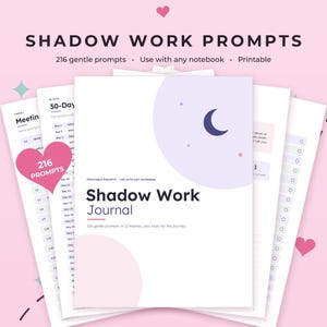Shadow Work Prompts Printable, 216 Journal Prompts PDF, Shadow Work Journal, Inner Child Healing, Self Discovery, 30 Day Path, A4 Letter