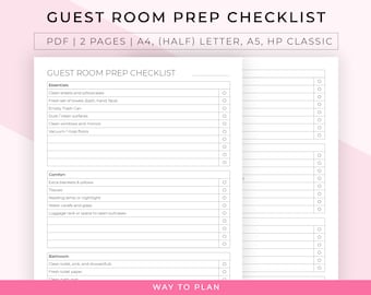 Guest room prep checklist to help you prepare the guest room for your guest(s)