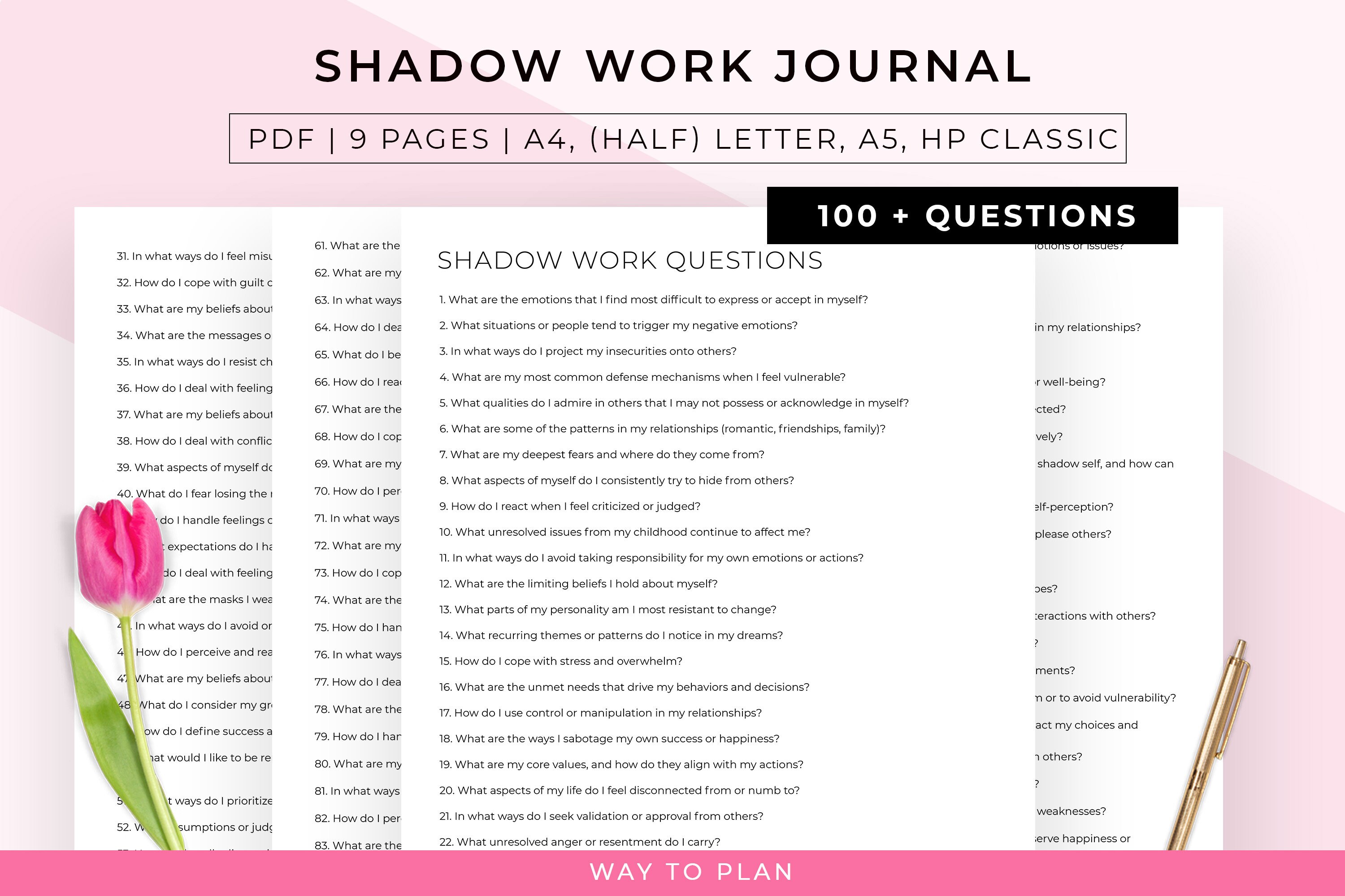 Shadow work journal, shadow work prompts, shadow work 100 prompts, guided shadow work, shadow work journal prompts