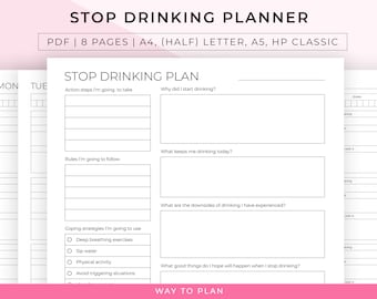 Stop drinking planner to help you quit drinking in 2025