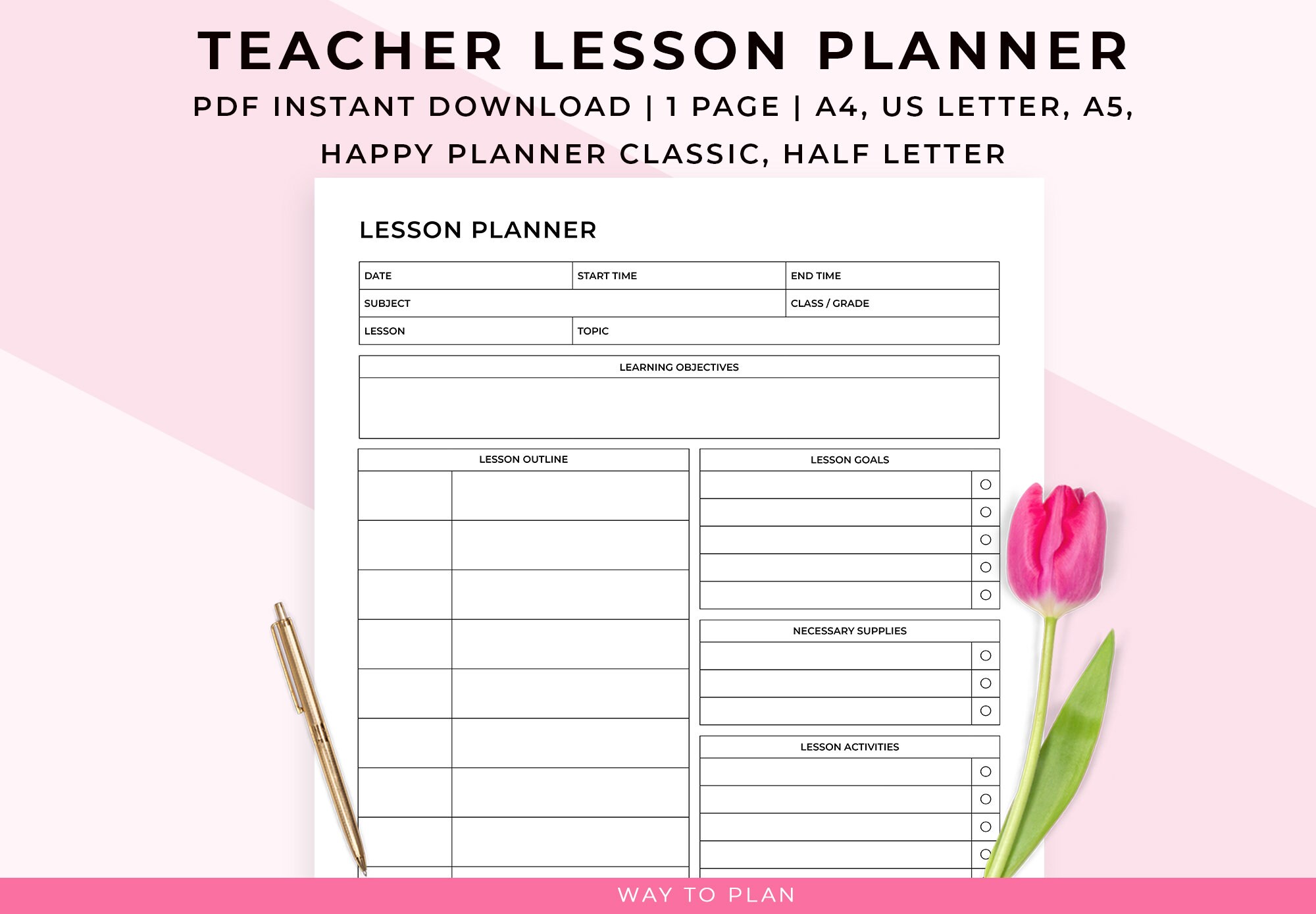 Teacher Lesson Planner 20222023. Daily Lesson Plan Template. Etsy