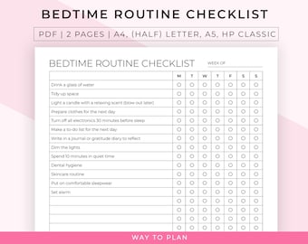 bedtime routine checklist to help you wind down before going to sleep