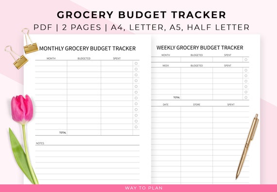 grocery budget tracker | monthly grocery budget printable | weekly grocery tracker | budget tracker | A5 budget tracker
