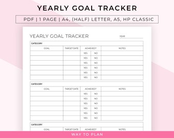 Yearly goal tracker to keep track of your goals throughout the year