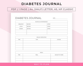 Diabetes journal to track key elements to gain insight and recognize patterns, diabetes food journal