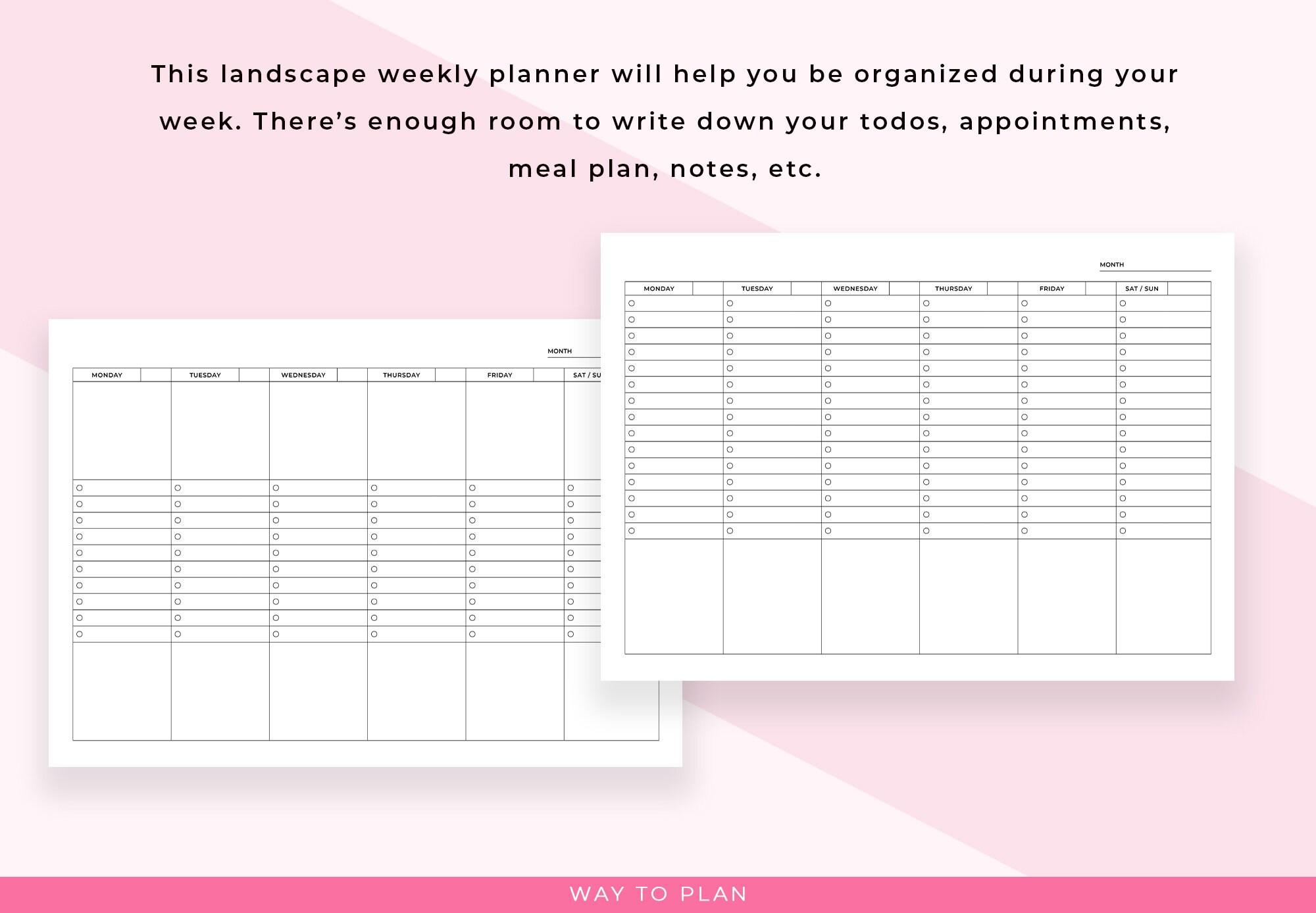 Landscape Weekly Planner With to Do List, Vertical Weekly Planner 2025 ...