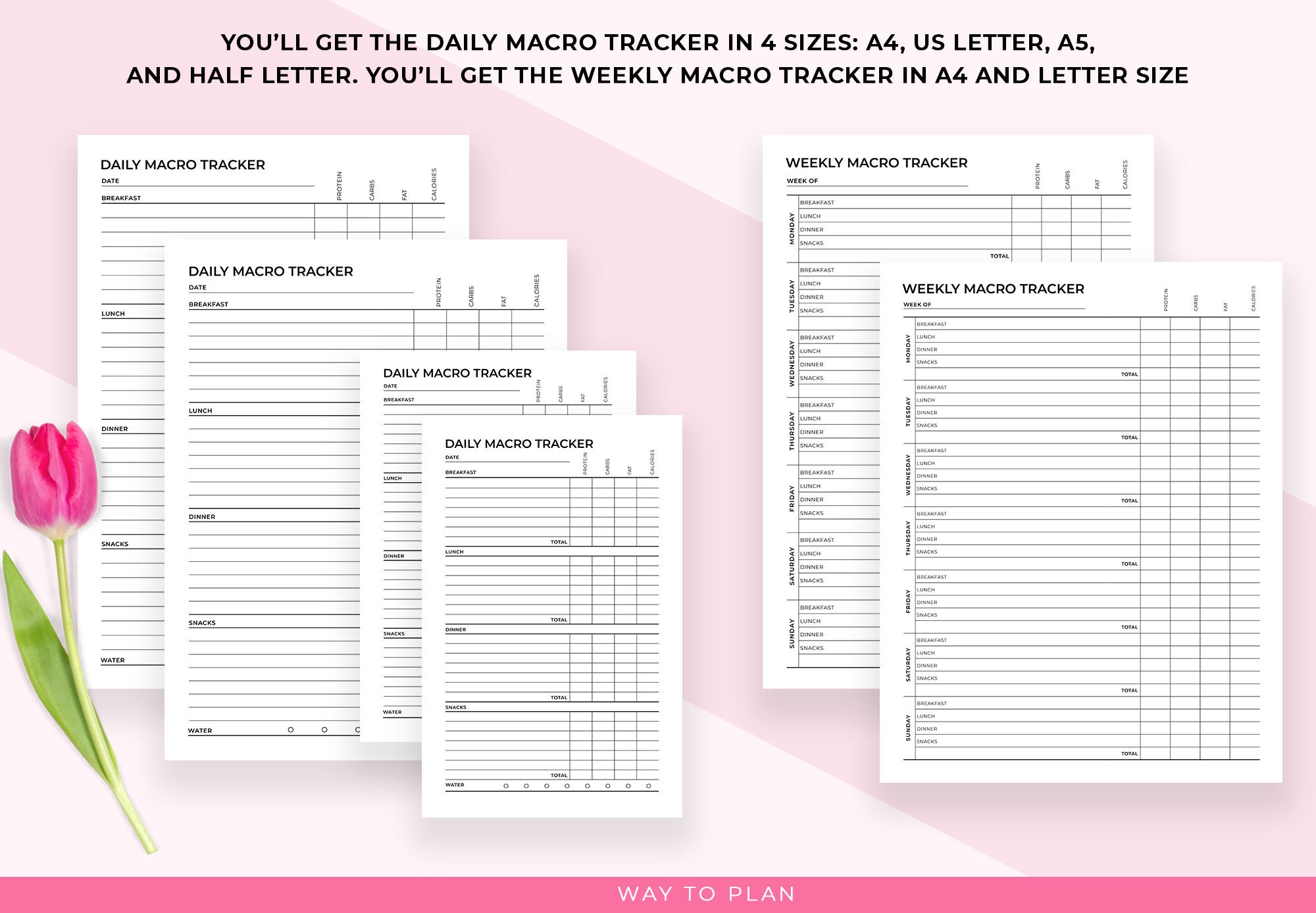 Macro Tracker Printable. Track Your Carbs, Fats, Proteins and Calories ...