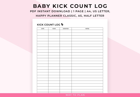 Baby Kick Count Printable Fetal Movement Counting Template Norway 
