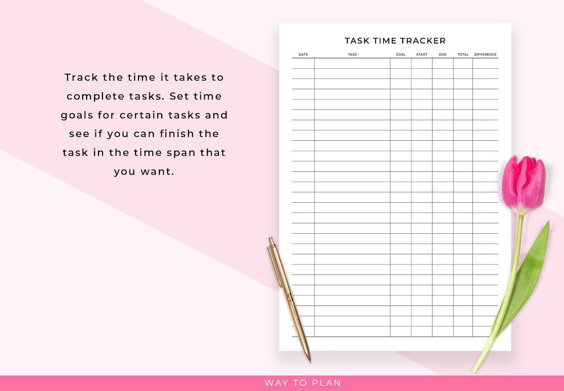 Task Time Tracker | Task Tracker Printable | Time Tracker Printable ...