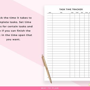 Task Time Tracker | Task Tracker Printable | Time Tracker Printable ...