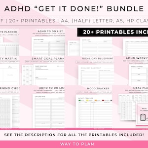 2024 ADHD printable bundle, ADHD productivity bundle to help you maximize your days with ADHD