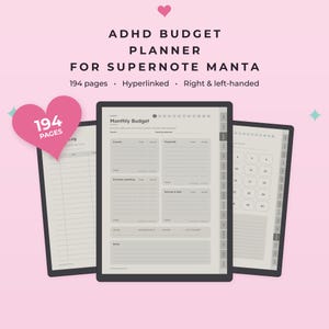 Supernote Manta Budget Planner, ADHD Budget Planner, Hyperlinked Supernote Templates, Bill and Savings Tracker, Left & Right Handed