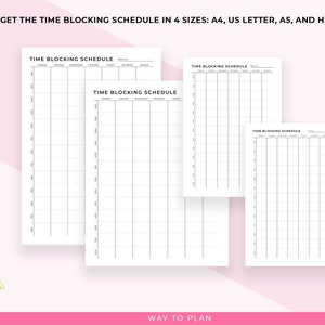 Time block schedule. Log your time by the hour for a whole week. Printable A5, A4, letter planner image 5