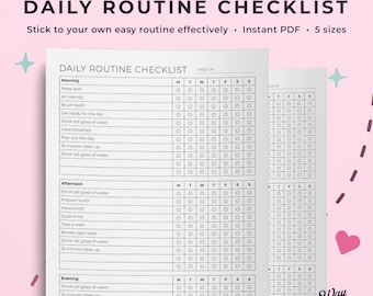Daily Routine Checklist | ADHD-Friendly Printable Planner to Stay on Track | Simple, Editable PDF for Overwhelmed Minds