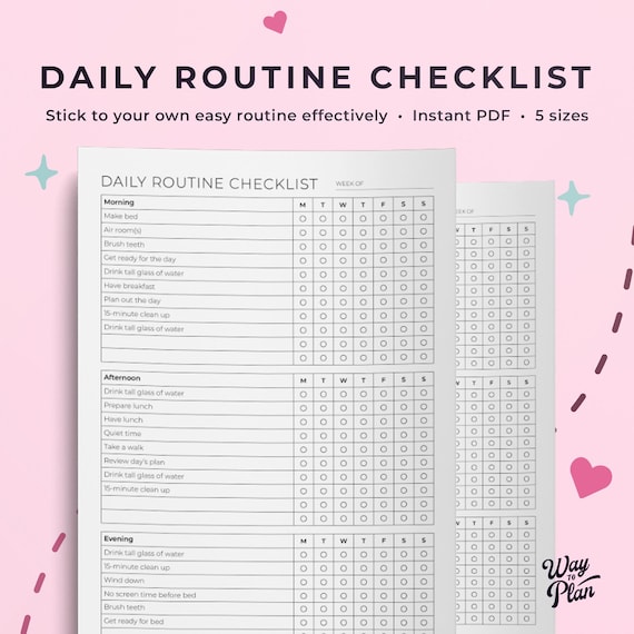 Daily Routine Checklist | ADHD-Friendly Printable Planner to Stay on Track | Simple, Editable PDF for Overwhelmed Minds