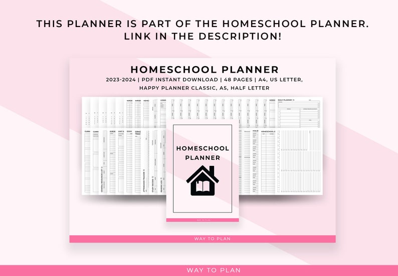 Homeschool Daily Schedule printable. Homeschool daily planner. Daily homeschool checklist. Daily log. Happy Planner insert A5 A4 Letter PDF image 5