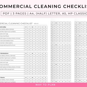 Commercial cleaning checklist - cleaning checklist, office cleaning checklist, business cleaning checklist, professional cleaning checklist