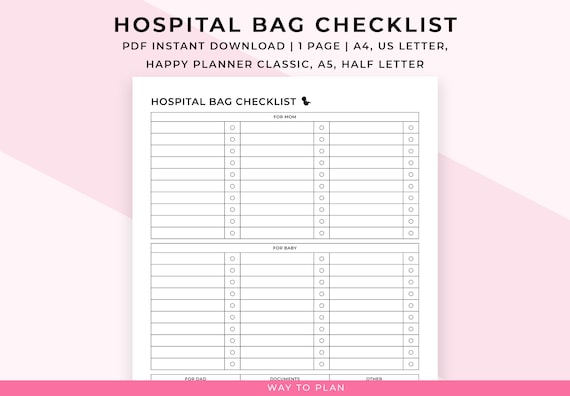 Hospital bag checklist for mum and baby + printables