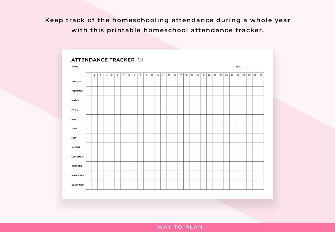 Homeschool Attendance Sheet Printable. Homeschool Attendance Tracker ...