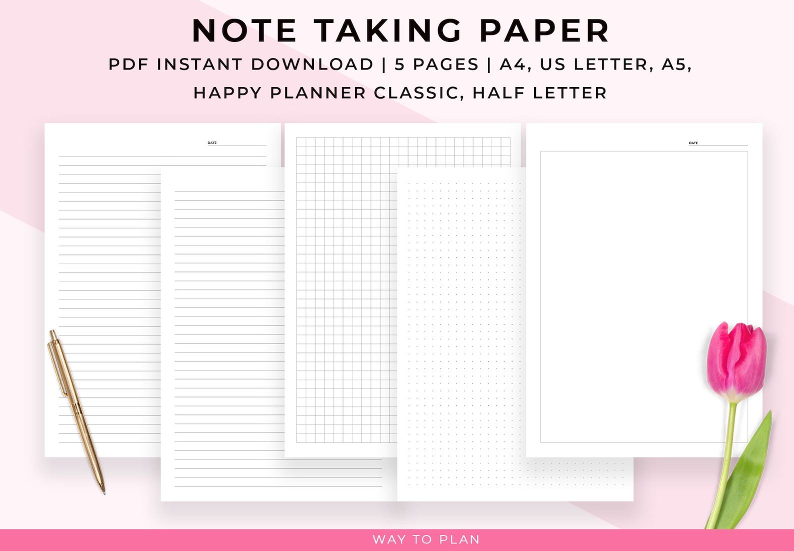 Lecture Notes Template. Printable Note Taking Paper. Blank Student ...
