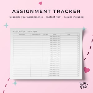 Assignment tracker to keep track of your upcoming assignments