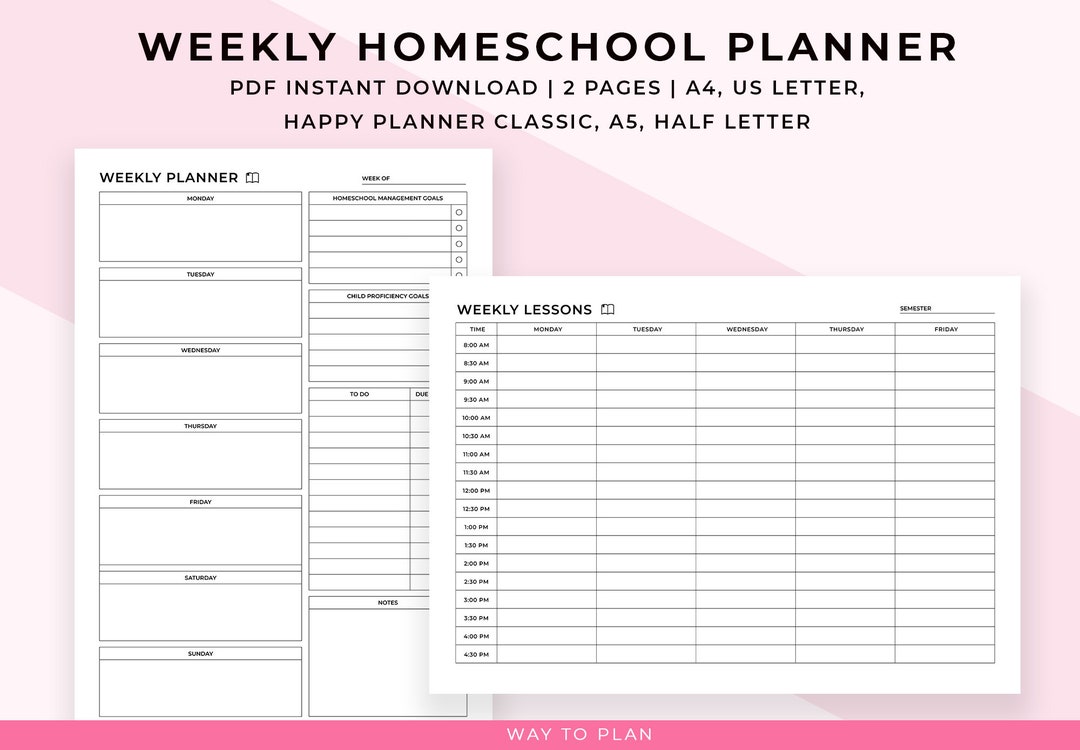 Homeschool Weekly Planner Printable. Homeschool Weekly Schedule ...