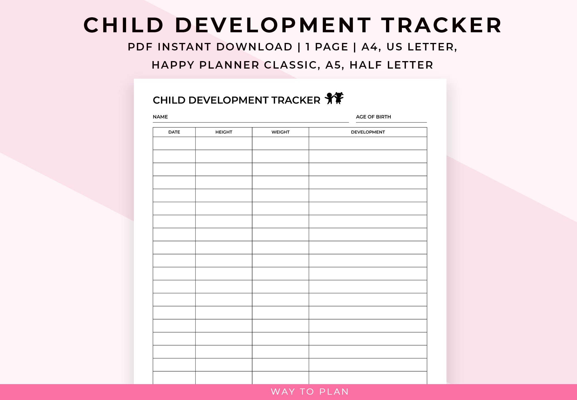 Baby Growth Chart Printable Growth Tracker Child stickhealthcare.co.uk