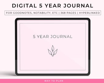 digital journal, digital 5 year journal, 5 year journal, digital journal goodnotes, mac digital planner, 2023 ipad journal, ipad journal