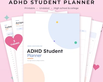 ADHD Student Planner Printable, Undated Academic Planner, College Planner, Homework Planner, Assignment Tracker, Study Planner PDF