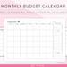 Monthly Budget Calendar Printable. Personal Finance Calendar. Bill Payment Calendar. Financial ...