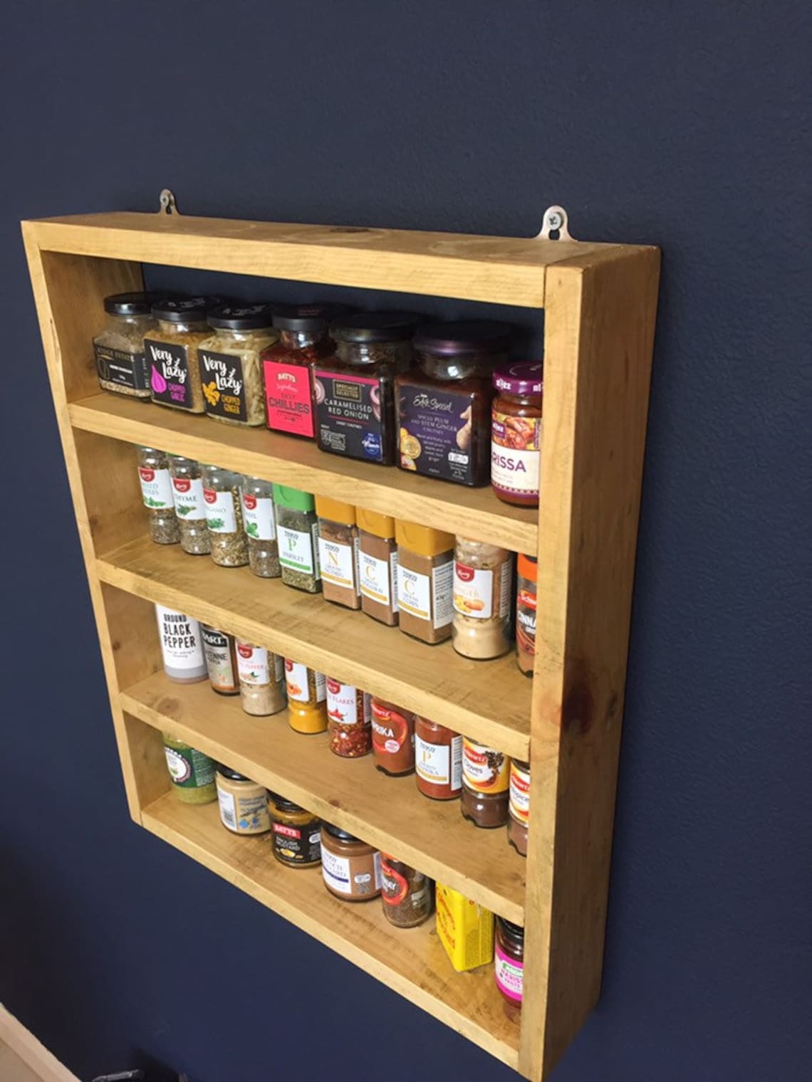 Wood spice rack. Handmade large rustic spice/kitchen Etsy