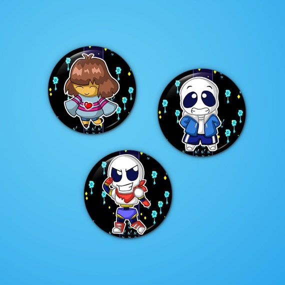 4 Undertale Badges Set Badge Pack Inspired Fan Art Sans Papyrus Mettaton Undyne