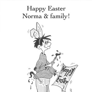 Postal personalizada de Pascua con dibujos animados. ¡Un toque divertido y personal para cualquier regalo o paquete de Pascua!