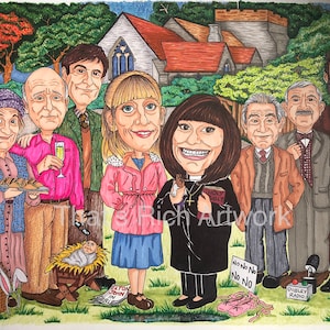 Caricatura del Vicario de Dibley. Impresión de calidad de un dibujo original para Dawn French. Visto en Twitter e Instagram. Listo para enmarcar.