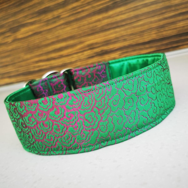 Martingale collar, Dog collar, Sighthound collar, Galgo collar, Greyhound collar, Saluki collar, dog collar green purple,