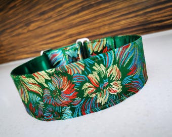 Floral Brocade Martingale Dog Collar, Sighthound Collar