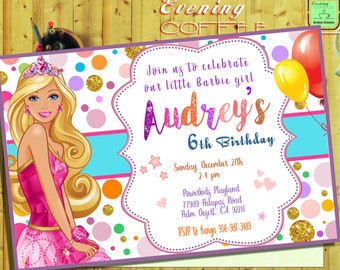 barbie invitation etsy