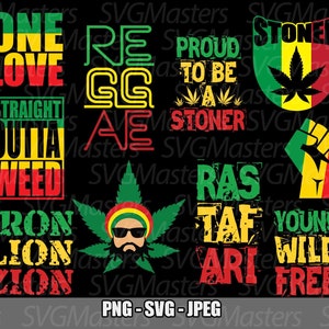 Rasta SVG Bundle - Reggae, one love, digitale Clipart, Unkraut svg, T-Shirt-Design, sofortiger Download, png